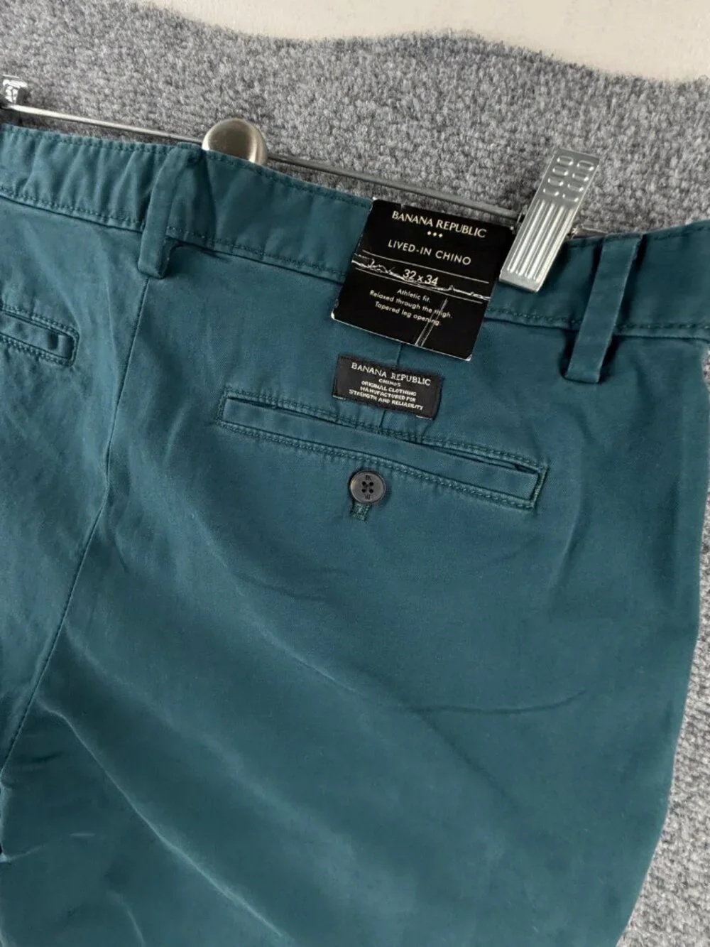 NWT Banana Republic Lived In Chino Blue Athletic Fit Pants Cotton Blend 32x34